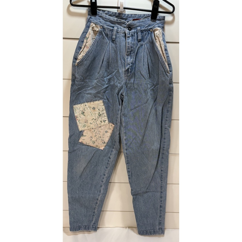 STEFANO INTERNATIONAL Jeans High Waisted Patchwork Accents VTG 80s Womens Size 4